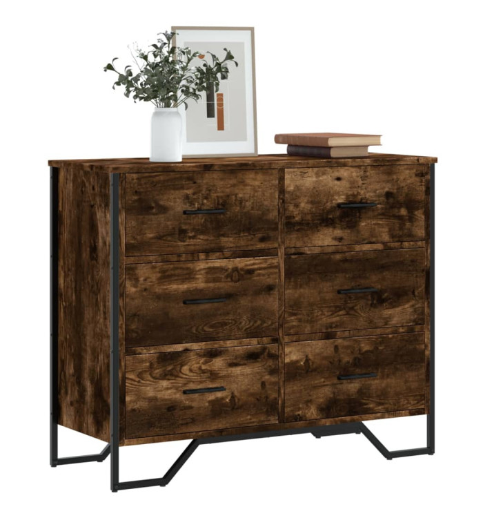 Commode chêne fumé 91x35,5x74,5 cm bois d'ingénierie | Mobilier & Déco