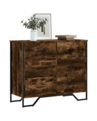 Commode chêne fumé 91x35,5x74,5 cm bois d'ingénierie | Mobilier & Déco