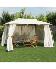 Tonnelle avec double toit et parois en filet crème acier | Mobilier & Déco