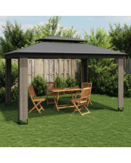 Tonnelle à double toit anthracite 3,94x2,96 m acier | Mobilier & Déco