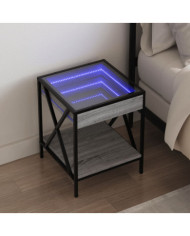 Table de chevet avec LED infini sonoma gris 40x40x49 cm | Mobilier & Déco