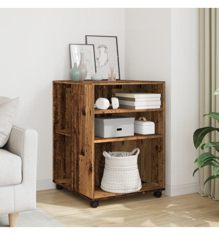 Table d'appoint avec roues vieux bois 55x60x78 cm | Mobilier & Déco