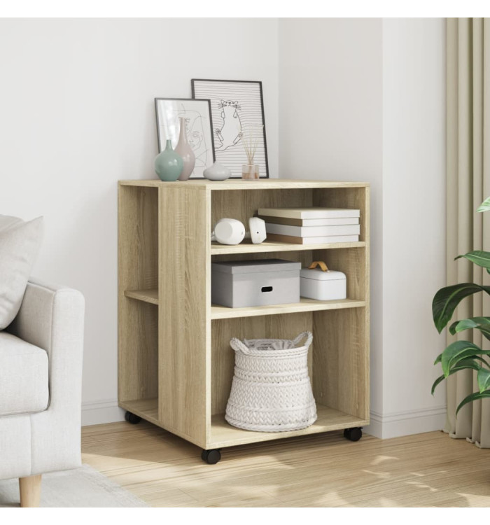 Table d'appoint avec roues chêne sonoma bois d'ingénierie | Mobilier & Déco