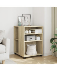 Table d'appoint avec roues chêne sonoma bois d'ingénierie | Mobilier & Déco