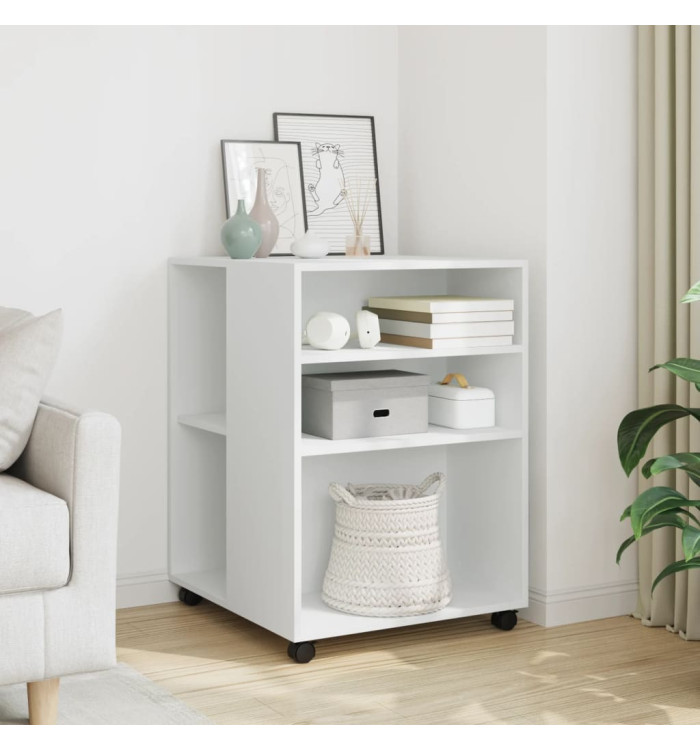 Table d'appoint avec roues blanc 55x60x78 cm bois d'ingénierie | Mobilier & Déco