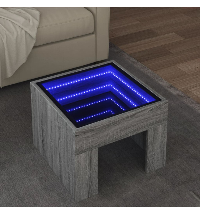 Table basse avec LED infini sonoma gris 40x40x30 cm | Mobilier & Déco