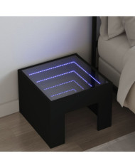 Table de chevet avec LED infini noir 40x40x30 cm | Mobilier & Déco