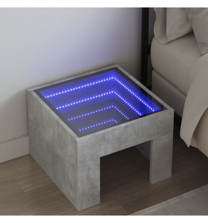 Table de chevet avec LED infini gris béton 40x40x30 cm | Mobilier & Déco