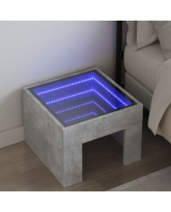 Table de chevet avec LED infini gris béton 40x40x30 cm | Mobilier & Déco