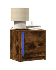 Armoires de chevet et lumières LED 2 pcs chêne fumé | Mobilier & Déco