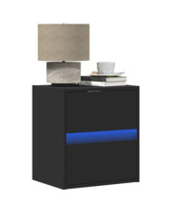 Table de chevet murale avec lumières LED noir | Mobilier & Déco