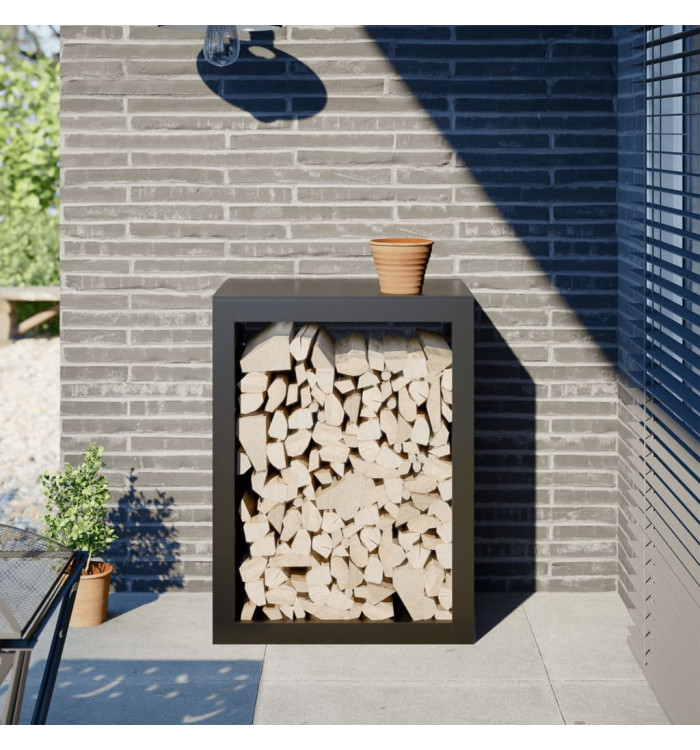 Portant de bois de chauffage noir 60x40x80 cm acier | Mobilier & Déco