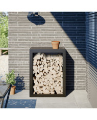 Portant de bois de chauffage noir 60x40x80 cm acier | Mobilier & Déco