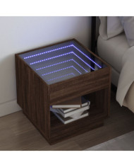 Table de chevet avec LED infini chêne marron 50x50x50 cm | Mobilier & Déco