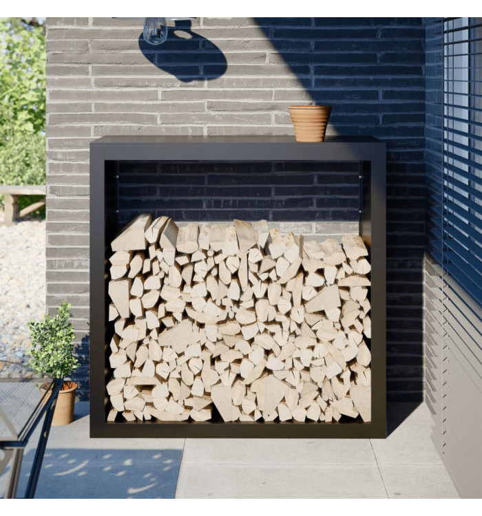 Portant de bois de chauffage noir 100x40x100 cm acier | Mobilier & Déco