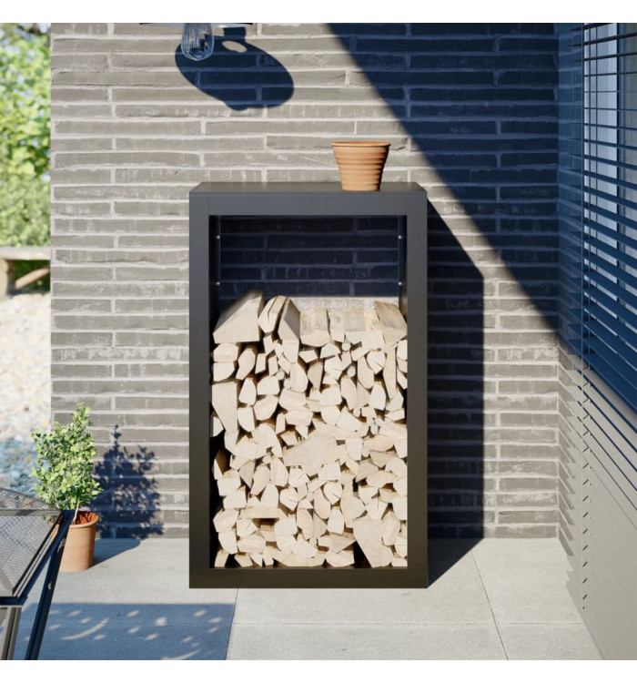 Portant de bois de chauffage noir 60x40x100 cm acier | Mobilier & Déco