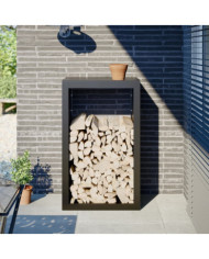 Portant de bois de chauffage noir 60x40x100 cm acier | Mobilier & Déco