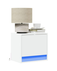 Table de chevet murale avec lumières LED blanc | Mobilier & Déco