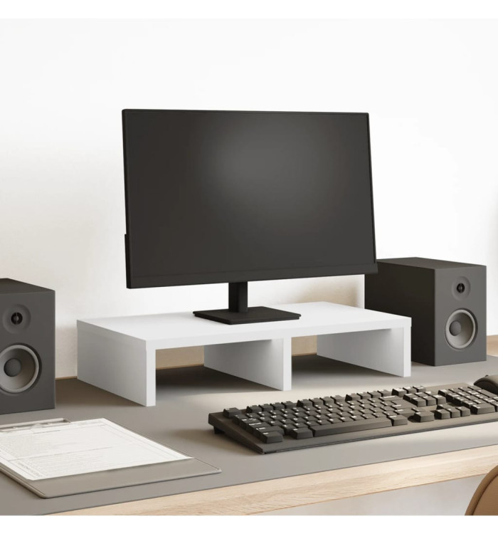 Support de moniteur blanc 50x27x10 cm bois d'ingénierie | Mobilier & Déco