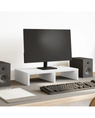 Support de moniteur blanc 50x27x10 cm bois d'ingénierie | Mobilier & Déco