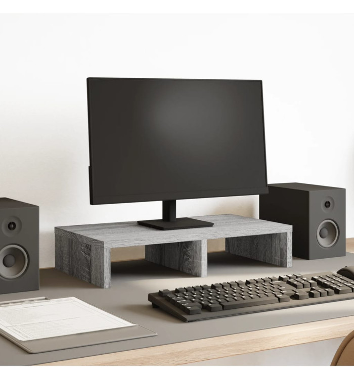 Support de moniteur sonoma gris 50x27x10 cm bois d'ingénierie | Mobilier & Déco