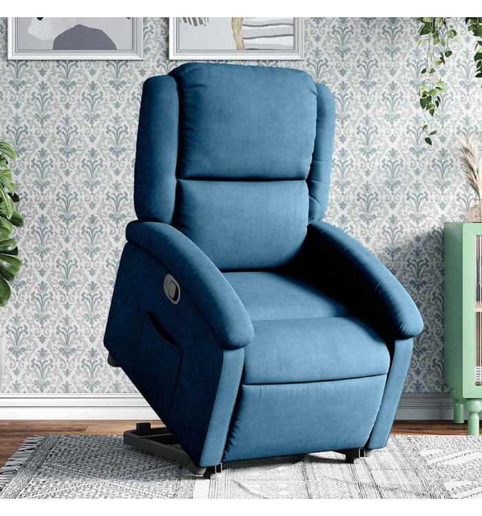Fauteuil inclinable bleu velours | Mobilier & Déco