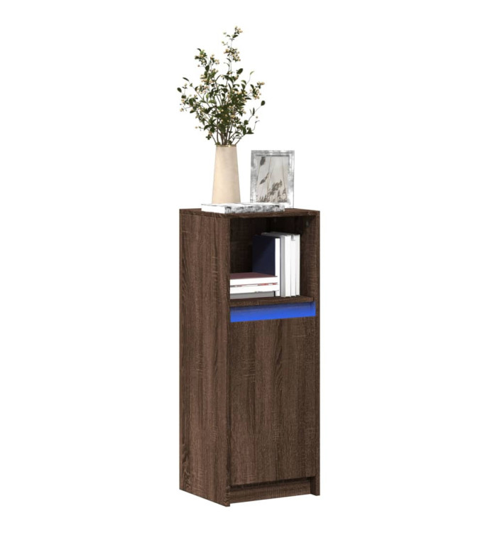 Buffet avec LED chêne marron 38x34x100 cm bois d'ingénierie | Mobilier & Déco