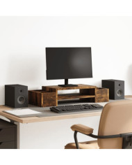 Support de moniteur avec rangement chêne fumé bois d'ingénierie | Mobilier & Déco