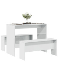 Ensemble table à manger et bancs 3 pcs bois d'ingénierie | Mobilier & Déco