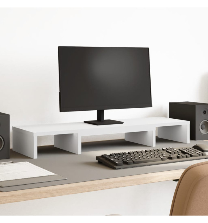 Support de moniteur élévateur réglable blanc bois d'ingénierie | Mobilier & Déco