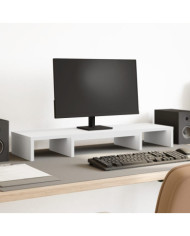 Support de moniteur élévateur réglable blanc bois d'ingénierie | Mobilier & Déco