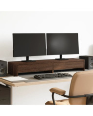 Support de moniteur avec tiroirs chêne marron bois d'ingénierie | Mobilier & Déco