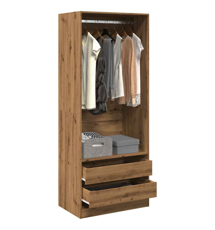 Garde-robe chêne artisanal 80x50x200 cm bois d'ingénierie | Mobilier & Déco