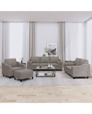 Ensemble de canapés 4 pcs avec coussins taupe tissu | Mobilier & Déco