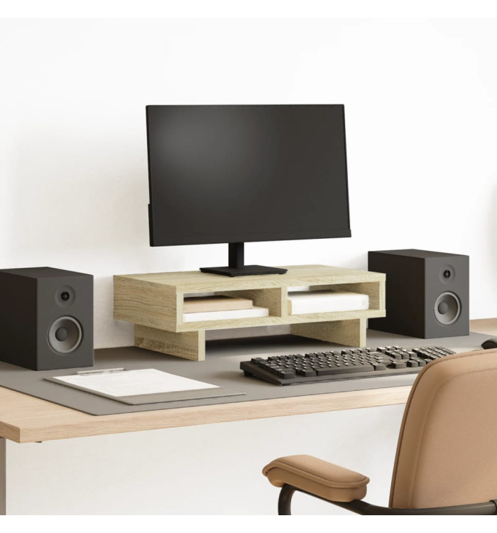 Support de moniteur chêne sonoma 50x27x15 cm bois d'ingénierie | Mobilier & Déco