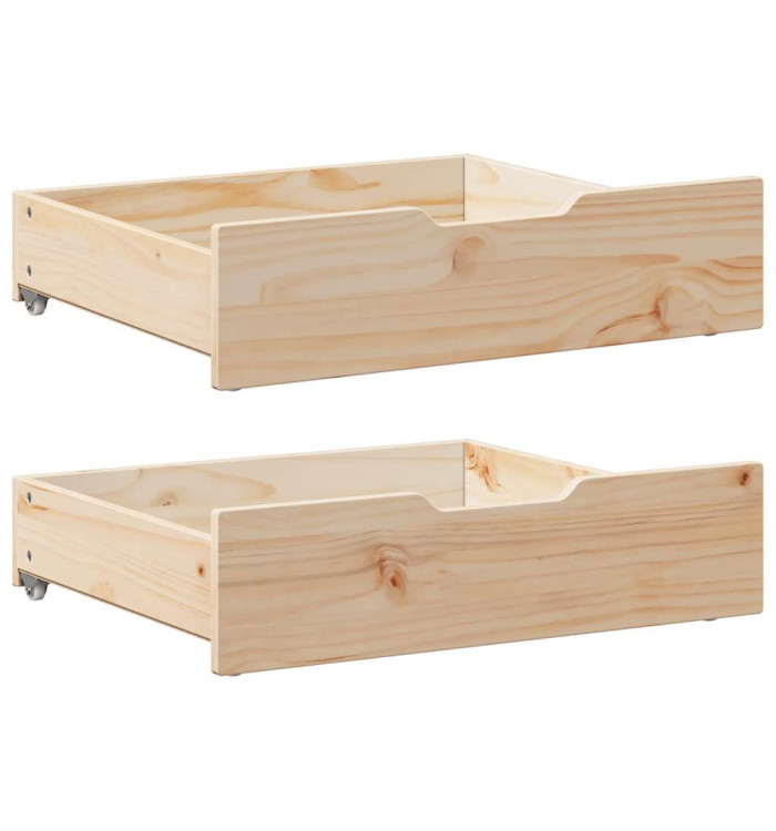 Tiroirs sous le lit avec roulettes 2 pcs 65x55x17 cm pin massif | Mobilier & Déco
