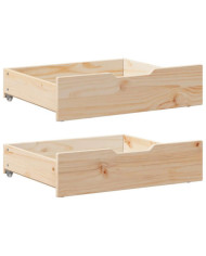 Tiroirs sous le lit avec roulettes 2 pcs 65x55x17 cm pin massif | Mobilier & Déco