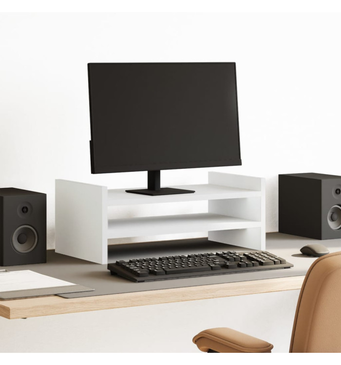 Support de moniteur blanc 50x27x20 cm bois d'ingénierie | Mobilier & Déco