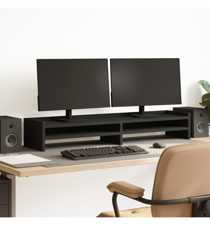 Support de moniteur noir 100x24x16 cm bois d'ingénierie | Mobilier & Déco