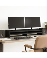 Support de moniteur noir 100x24x16 cm bois d'ingénierie | Mobilier & Déco