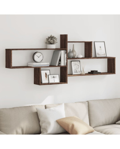 Étagère murale chêne marron 167,5x18x68 cm bois d'ingénierie | Mobilier & Déco