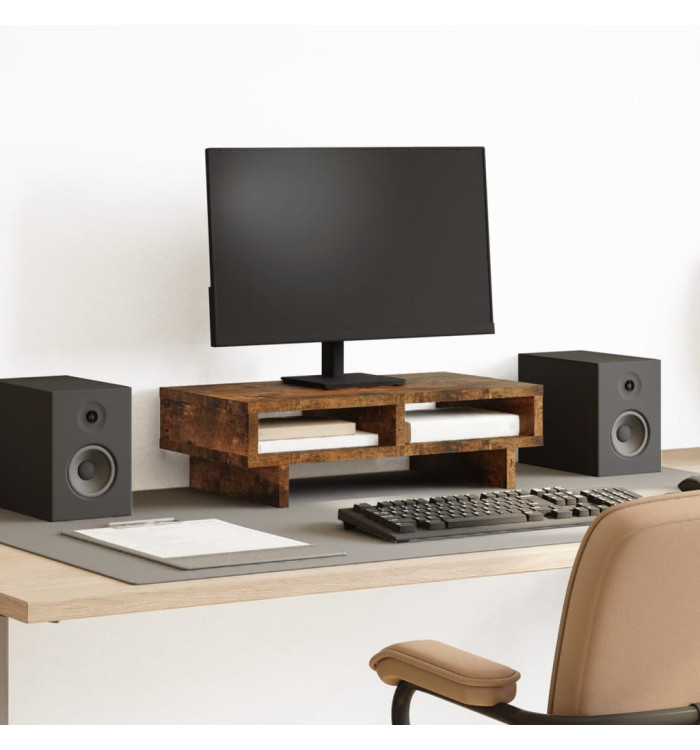 Support de moniteur chêne fumé 50x27x15 cm bois d'ingénierie | Mobilier & Déco