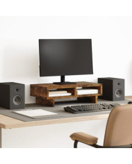 Support de moniteur chêne fumé 50x27x15 cm bois d'ingénierie | Mobilier & Déco