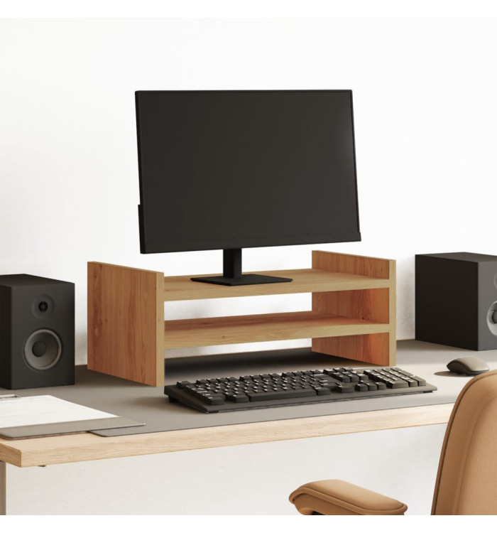 Support de moniteur chêne artisanal 50x27x20 cm bois ingénierie | Mobilier & Déco