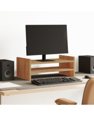 Support de moniteur chêne artisanal 50x27x20 cm bois ingénierie | Mobilier & Déco