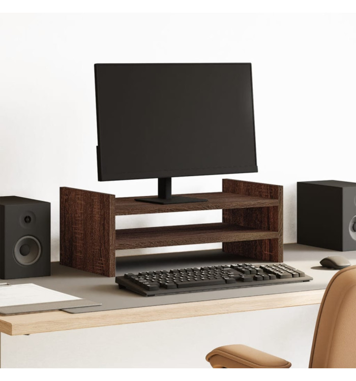 Support de moniteur chêne marron 50x27x20 cm bois d'ingénierie | Mobilier & Déco