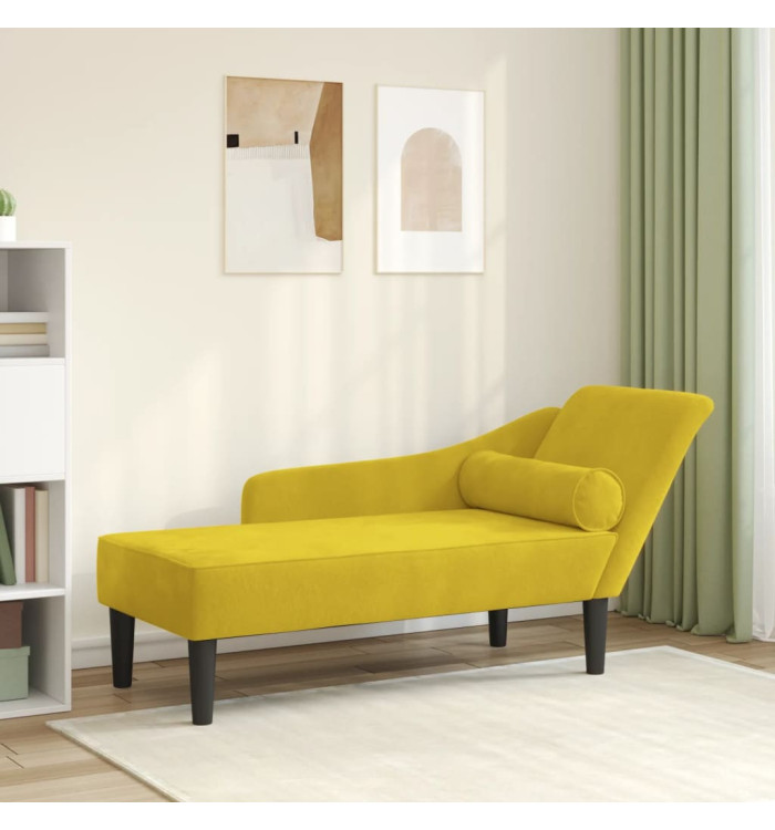 Chaise longue avec coussins jaune velours | Mobilier & Déco
