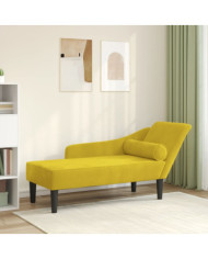 Chaise longue avec coussins jaune velours | Mobilier & Déco