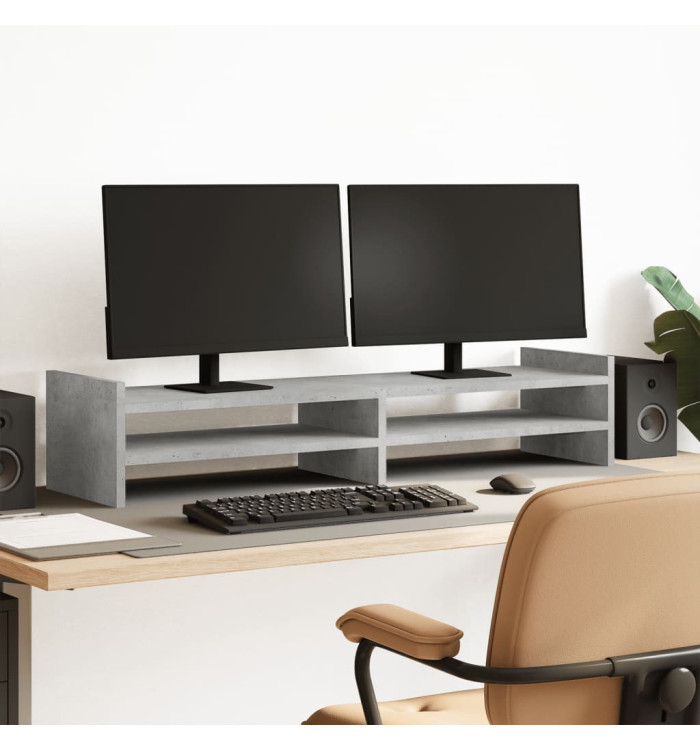 Support de moniteur gris béton 100x27x20 cm bois d'ingénierie | Mobilier & Déco
