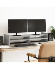 Support de moniteur gris béton 100x27x20 cm bois d'ingénierie | Mobilier & Déco